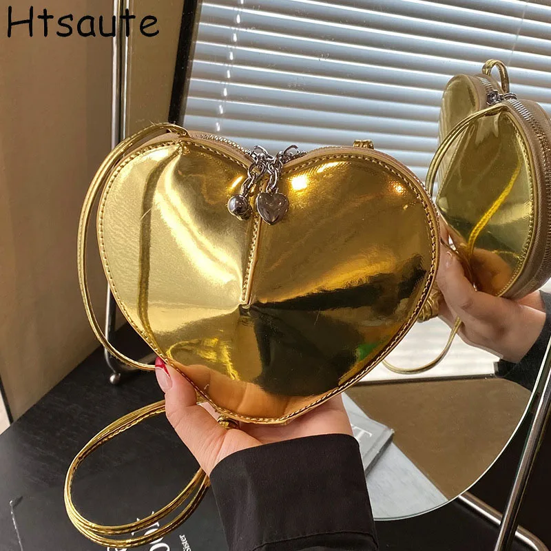 

Heart Shaped Flaps For Women Mini PU Leather Shoulder Bag Purse Mini Handbags Ladies Phone Shoulder Bags Simple Solid Bag