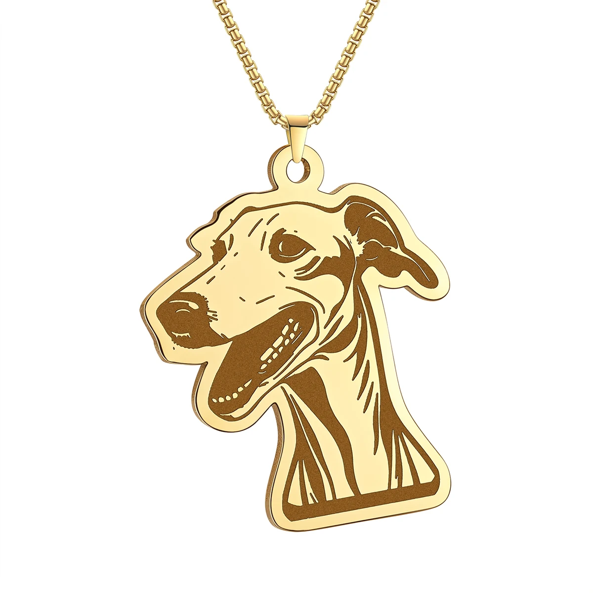 QIMING Cute Greyhound Dog Pendant Necklace For Women Men Stainless Steel Jewelry Cartoon Necklaces