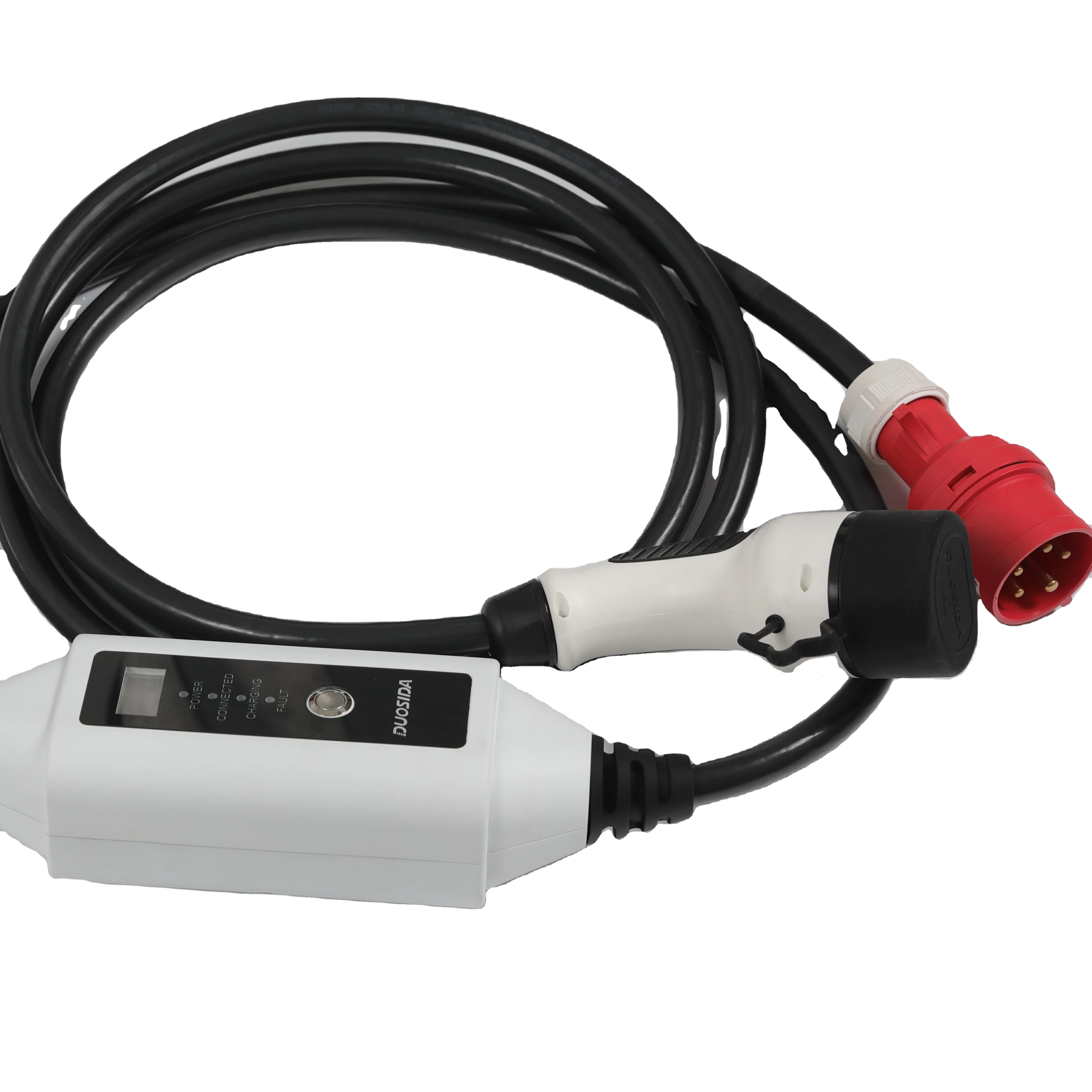 22KW Type 2 Electric Car Vehicle EV Charger with Red CEE Plug 32A Adjustable 16.4ft EV Cable Charging Connector