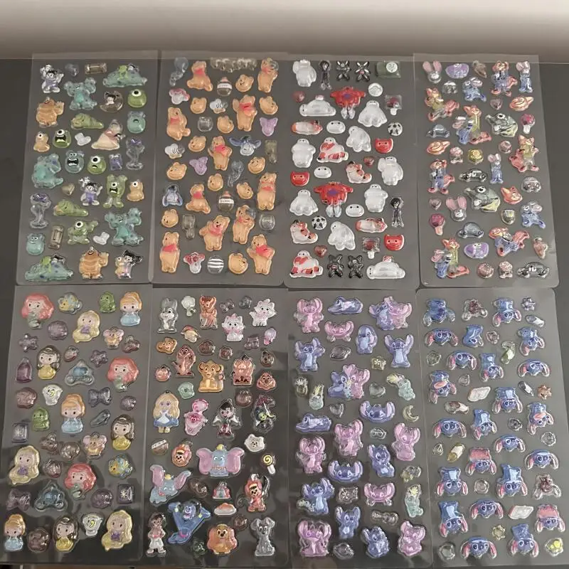 

Stitch Mermaid Princess 3D Relief Stereoscopic Sticker Disney Big Hero Stickers Diy Toys for Anime Peripherals Gift for Girls