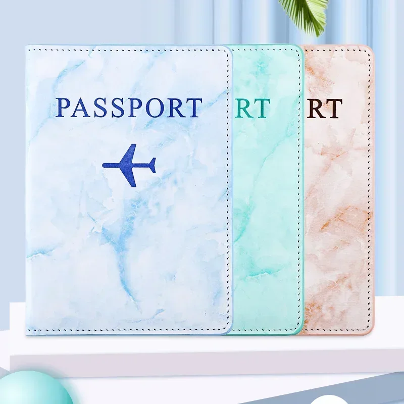 Pu Leather Marble Style Passport Cover Fashion Travel Women Men ID Credit Card Passport Holder Packet Wallet Purse Bags Pouch