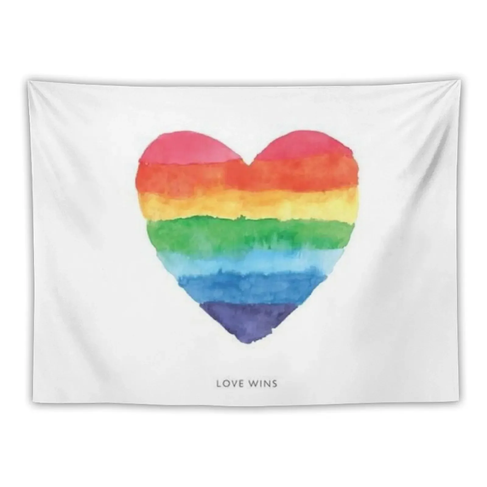 Love Wins Watercolor Rainbow Heart Tapestry Aesthetics For Room Home Decor Accessories Tapestry