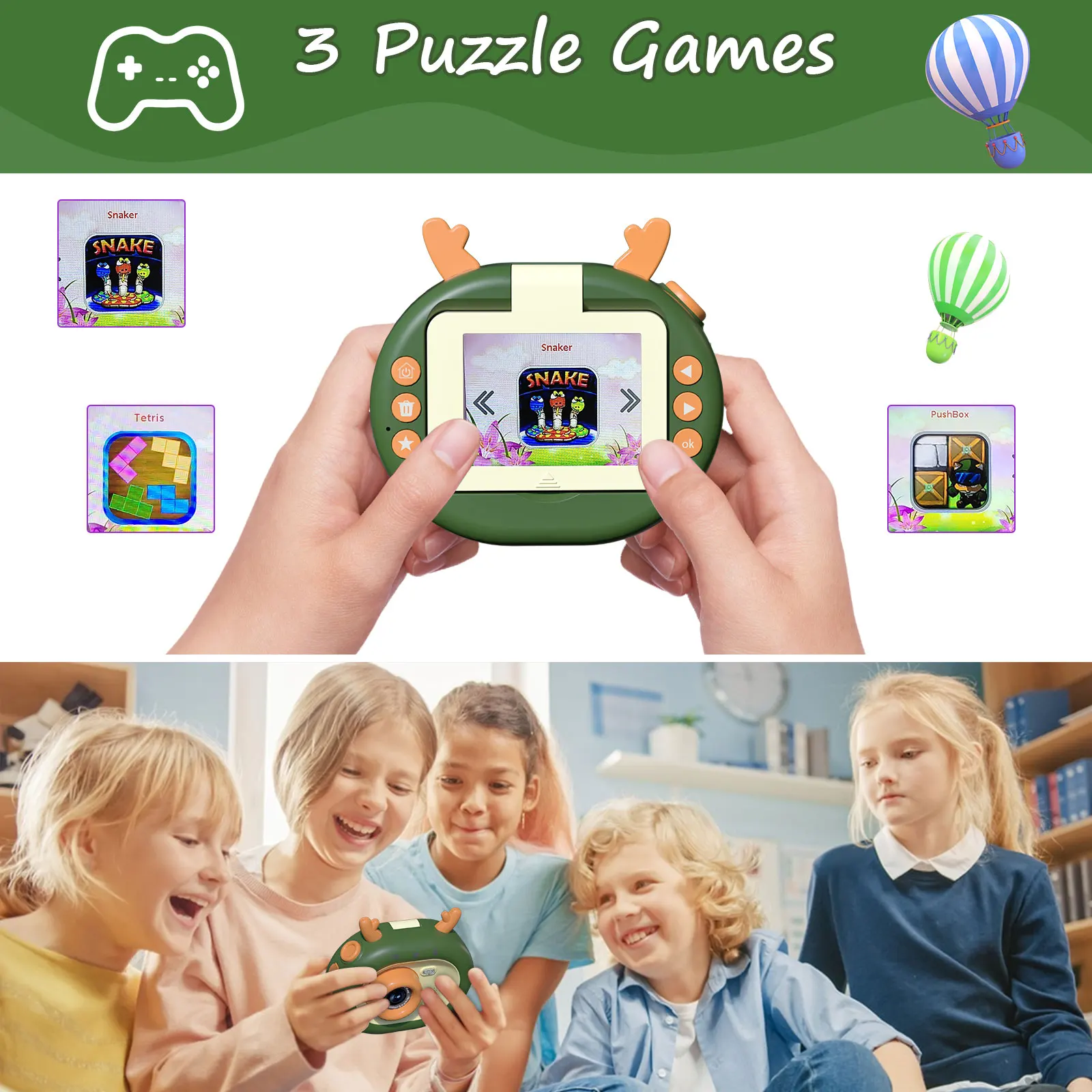 Cyfrowa Aparat Dziecięcy Zabawka Dla Dziewczynek Chłopców Niemowląt Dzieci Wideo Urodziny Prezent na Boże Narodzenie Prezent dla Malucha Nastolatka Prezenty na Zewnątrz Różowy Zielony