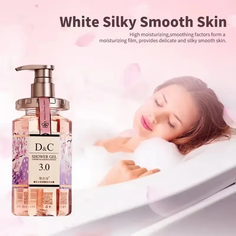 Long Lasting Nourishing Moisturizing Cherry Blossom Shower Gel Perfume Body Wash 500ml  Daily Whitening Brighten Body Skin Care