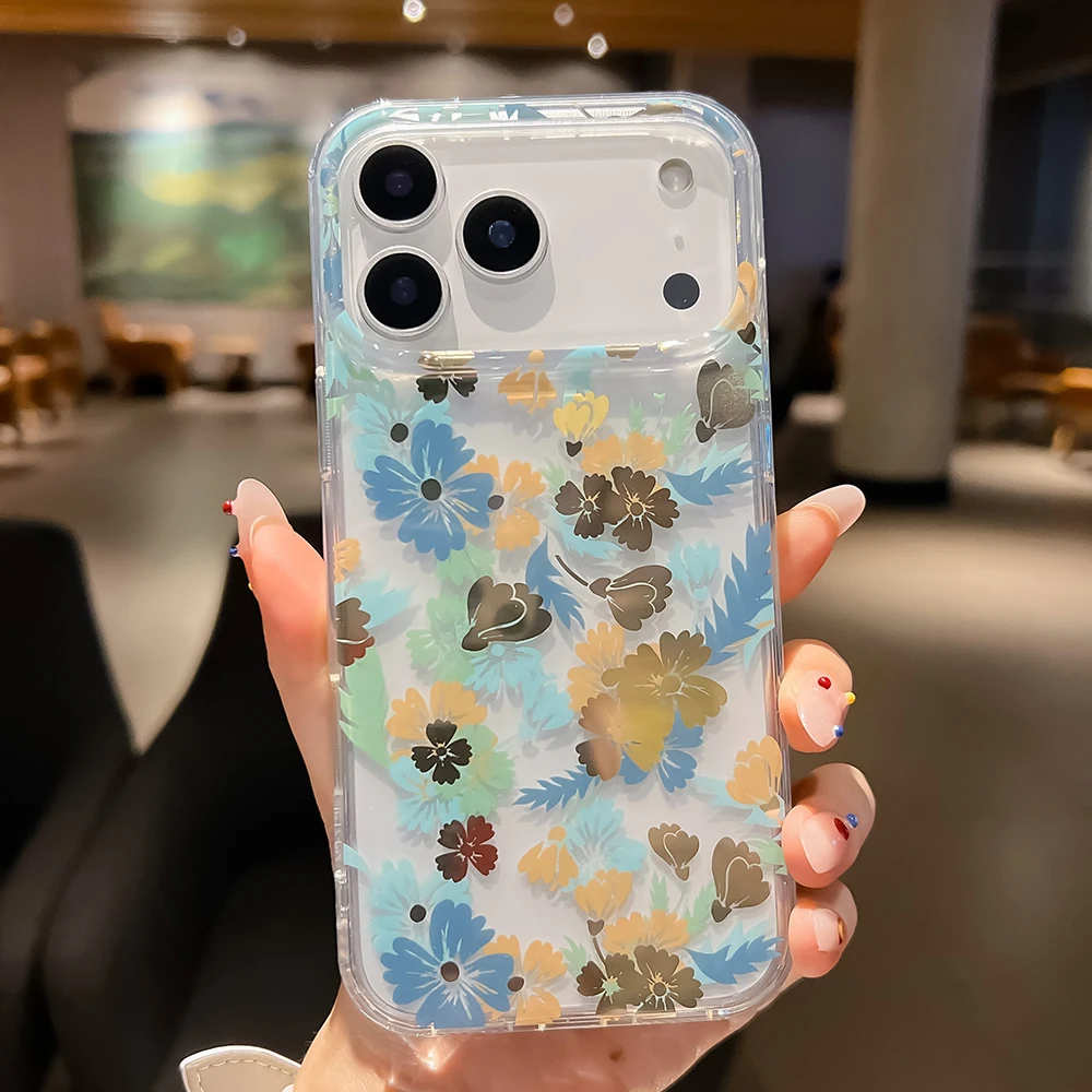 Luxuriöse Handyhülle mit Blumenmuster für iPhone 18 17 Air 16 15 14 13 12 11 Pro Max 16E, stoßfeste, harte Acryl-Rückseite – Detail 7