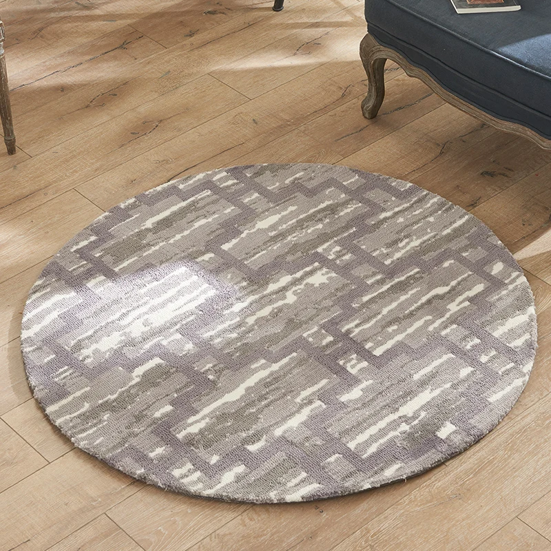 High thick round carpet design tessel edge cotton area rug for bedside living room tapetes para casa sala tapis salon