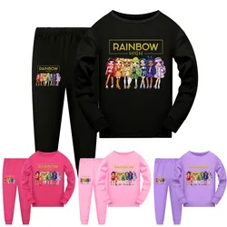 Kids Rainbow High Costume Cartoon Pyjama Baby Girls Long Sleeve T Shirt Pants 2pcs Sets Boys and Girls Casual Sleepwear homewear
