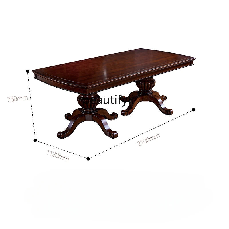 American Style Dining Table Special-Shaped Retro Style Solid Wood Villa Restaurant Furniture Western Food Table