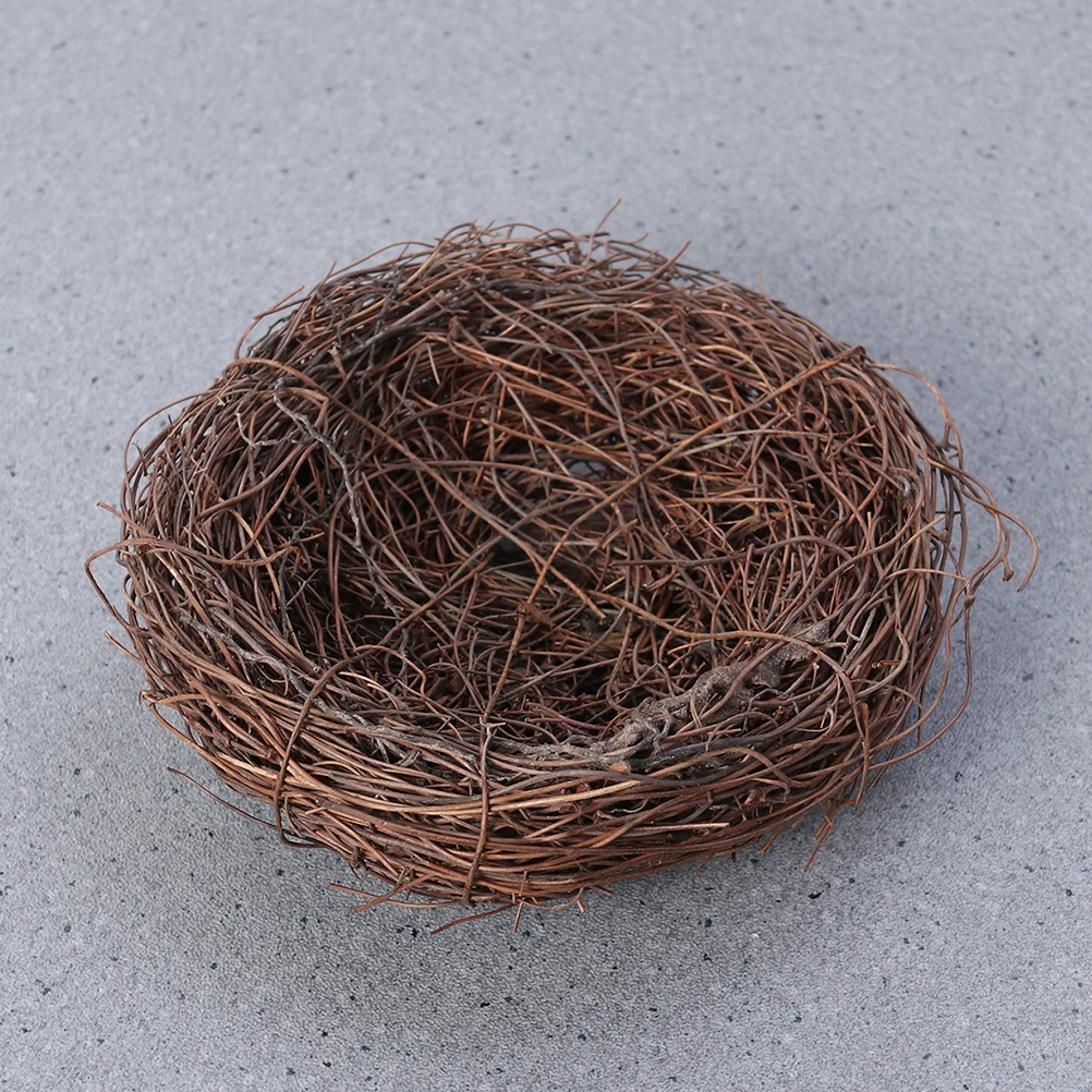 

2 Pcs Bird Nest Photo Props Basket Birds Christmas DIY Eggs Ornaments Brown Mini Decor Decorate Nests