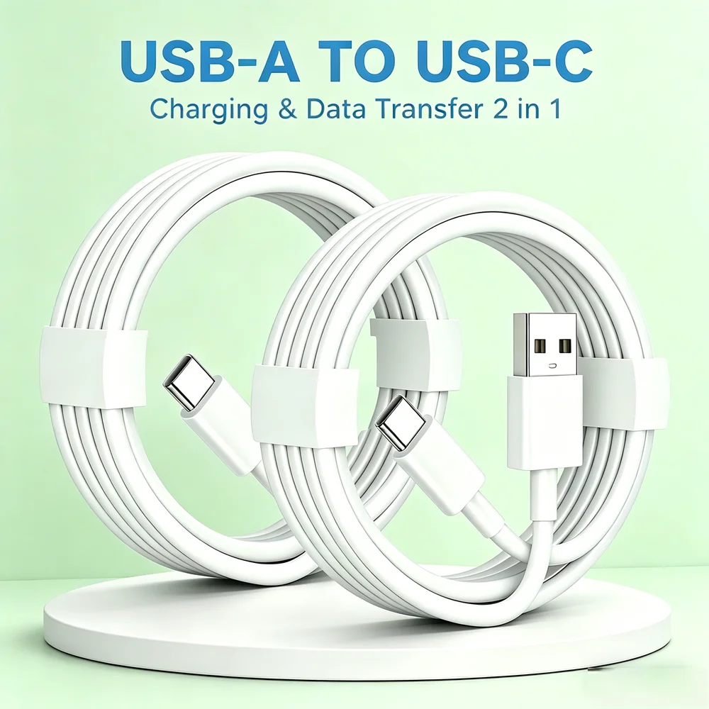 High Performance 3M 2Pack USB-A Type C Fast Charging Cable for iPhone 15/16/17 Samsung Huawei Lenovo All Smart USB-C Devices