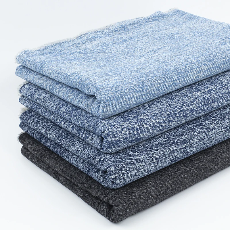 Washed Denim Fabric By The Meter for Jeans Coats Clothing Pants Sewing Drape Winter Thickened Pure Cotton Designer Cloth Fashion