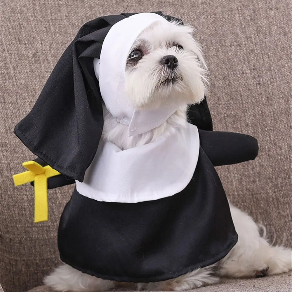 1Pcs New Pet Halloween Clothing Cat And Dog Funny Cosplay Party Nun Dress Up Clothes Transform Into Cat And Dog Pet Supplies