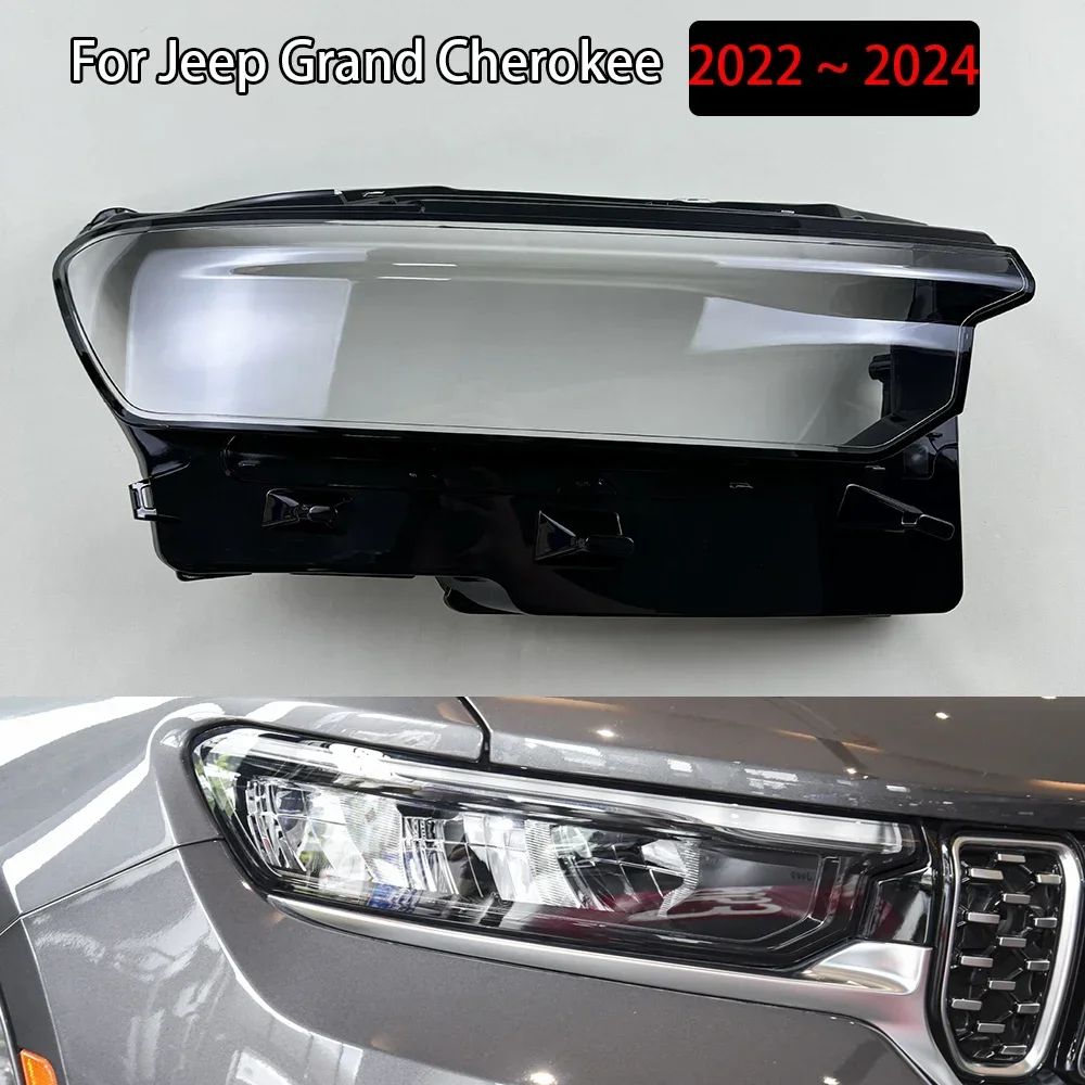For Jeep Grand Cherokee 2022 2023 2024 Headlights Shade Transparent Mask Cover Lens Lampshdade Headlamp Shell Plexiglass