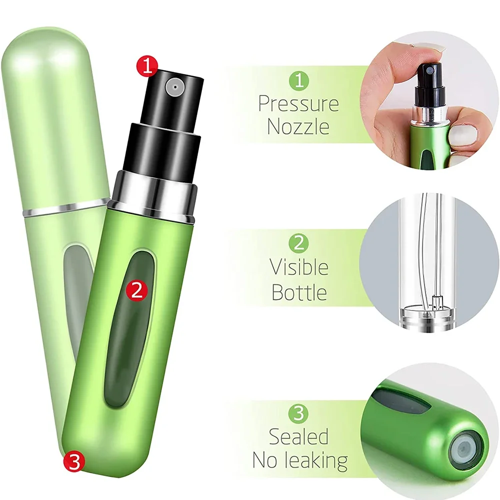 2 pz/lotto 5ml Mini Bottiglia di Profumo Riutilizzabile con Pompa di Profumo Spray Contenitore Cosmetico Vuoto Bottiglia Atomizzatore Per Strumento di Viaggio