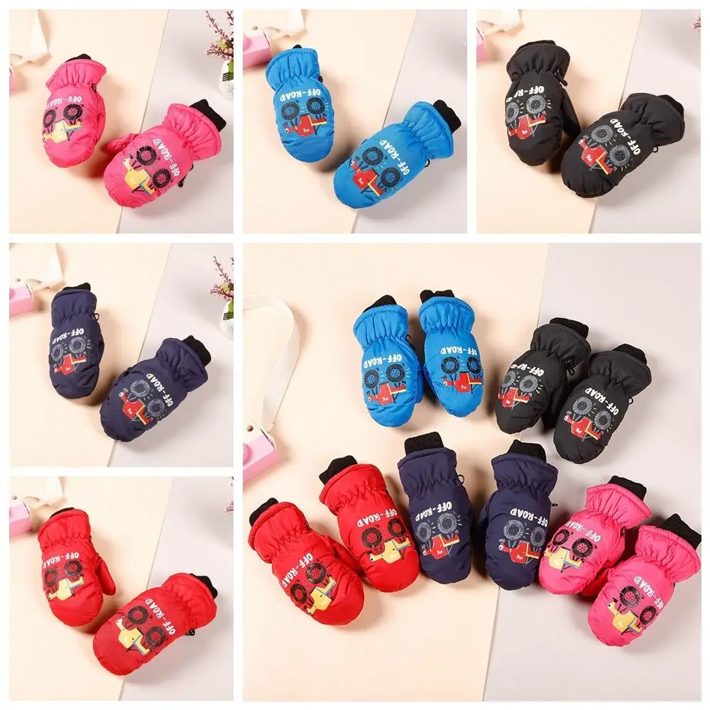 Snow Man Children's Snow Gloves Aged 2 To 5 Years Waterproof Winter Kids Ski Mittens Anti Loss Buckle Cute