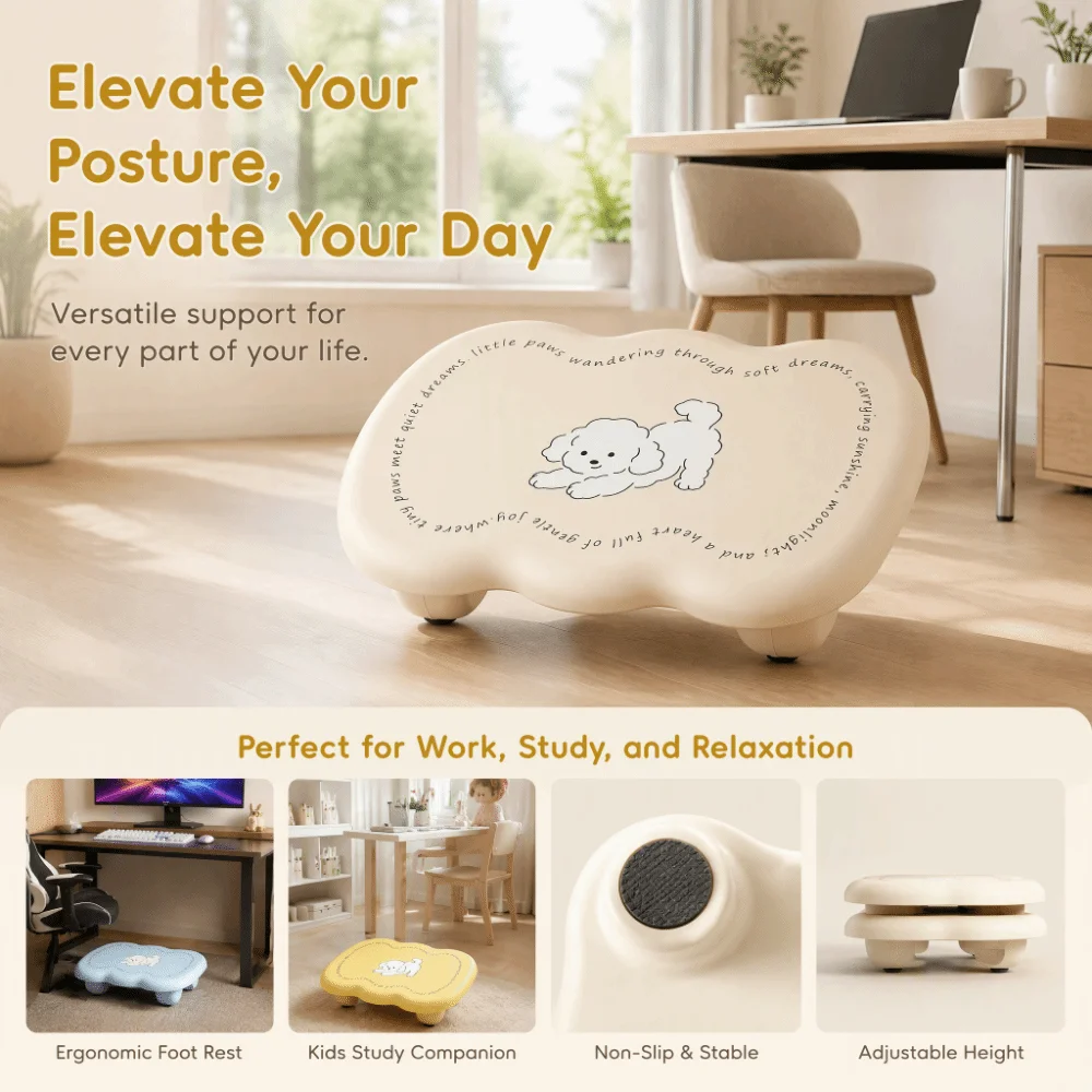 Ergonomic Under Desk Footrest Hollow Out 6 Level Adjustable Footstool Comfortable Nonslip Bottom Office Desk Leg Rest