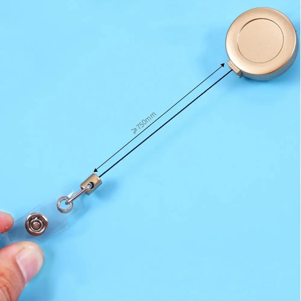 Gold Silver ID Card Holder Name Tag Keyring Clips Retractable Badge Reel Belt Clip Anti-Lost Easy To Pull Buckle