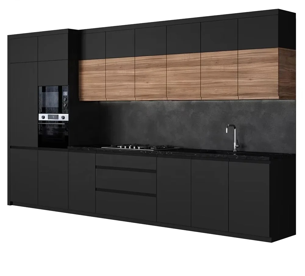New Arrival PA Ready To Assemble Cuisine Complete Wooden Kitchen Furniture Kitchen Cabinets Set With Storage Island And Counter