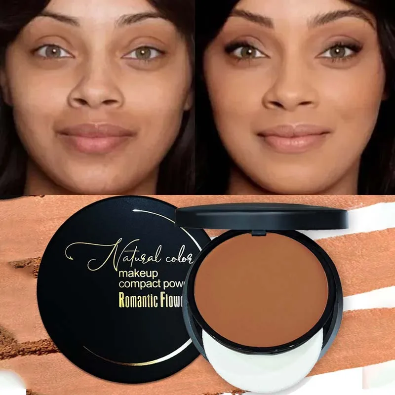 Pó bronzeador de trigo, acabamento fosco, à prova de suor, controle de óleo, base de pele escura, corretivo, paleta de contorno com espelho de sopro de pó
