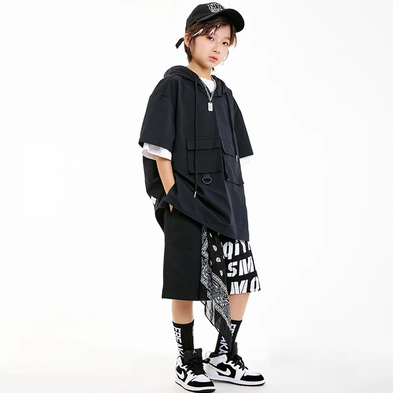 Cool Street Dance Suit Hip Hop Performance Jazz Dance Costume Ragazzi Ragazze Allentato Manica corta Abiti di scena Vestito per bambini DN20417