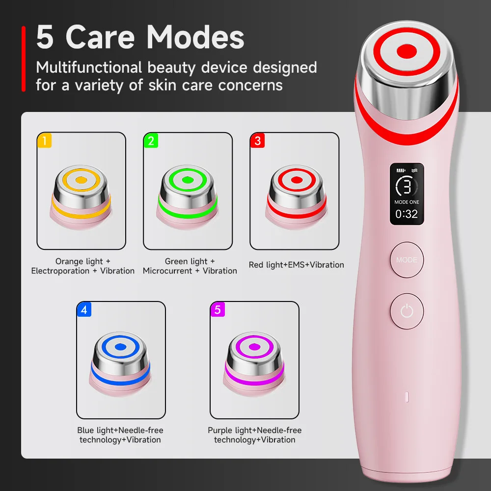 5 Colors Age Booster Skin Care Facial Glow Booster Beauty Device Facial Skin Care Tools Anti Aging Microcurrent Lift Face Care