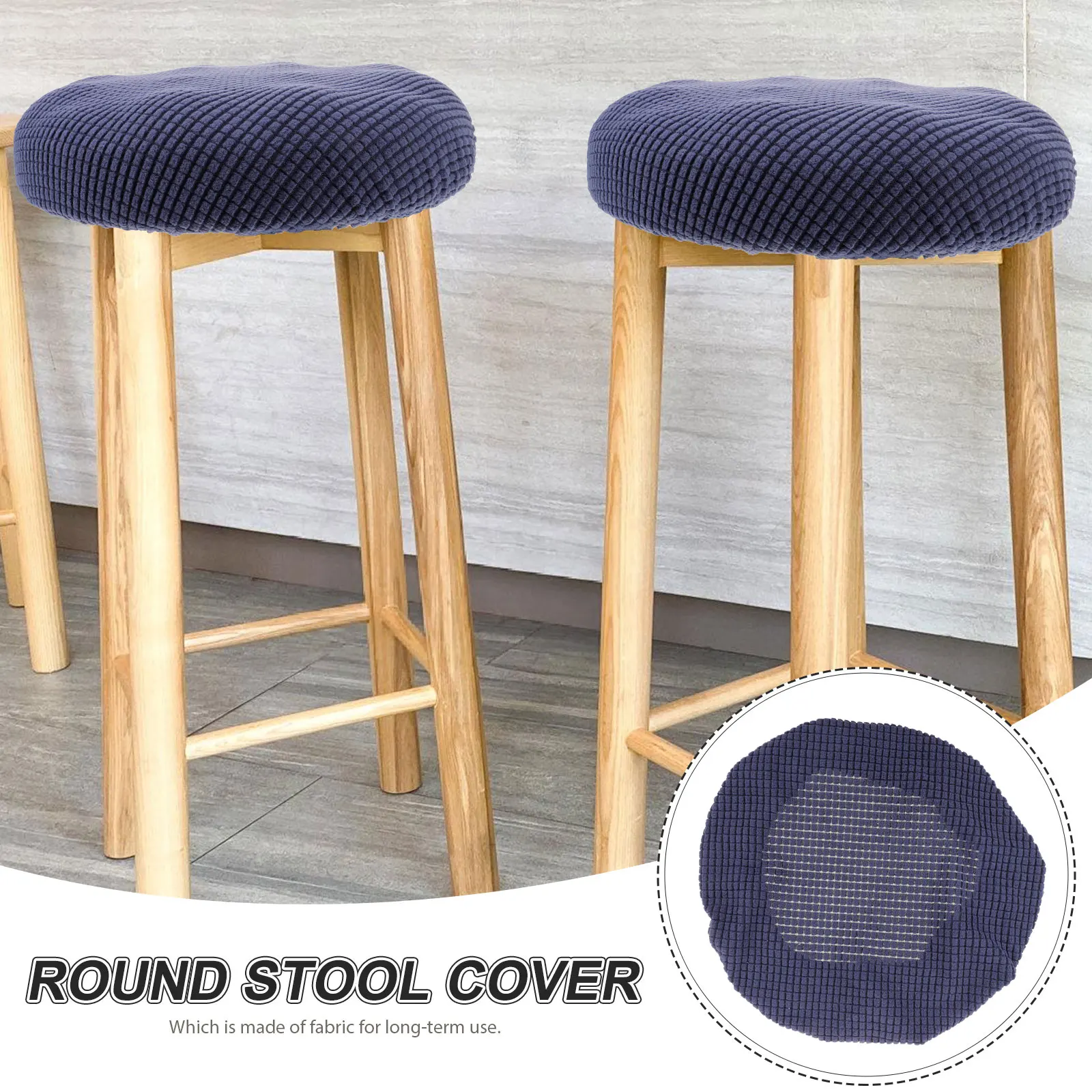 

1pc Round Chair Cover Elastic Polyester Stretchable Protector For Dining Room Home Use Slipcover Furniture Seat Cover