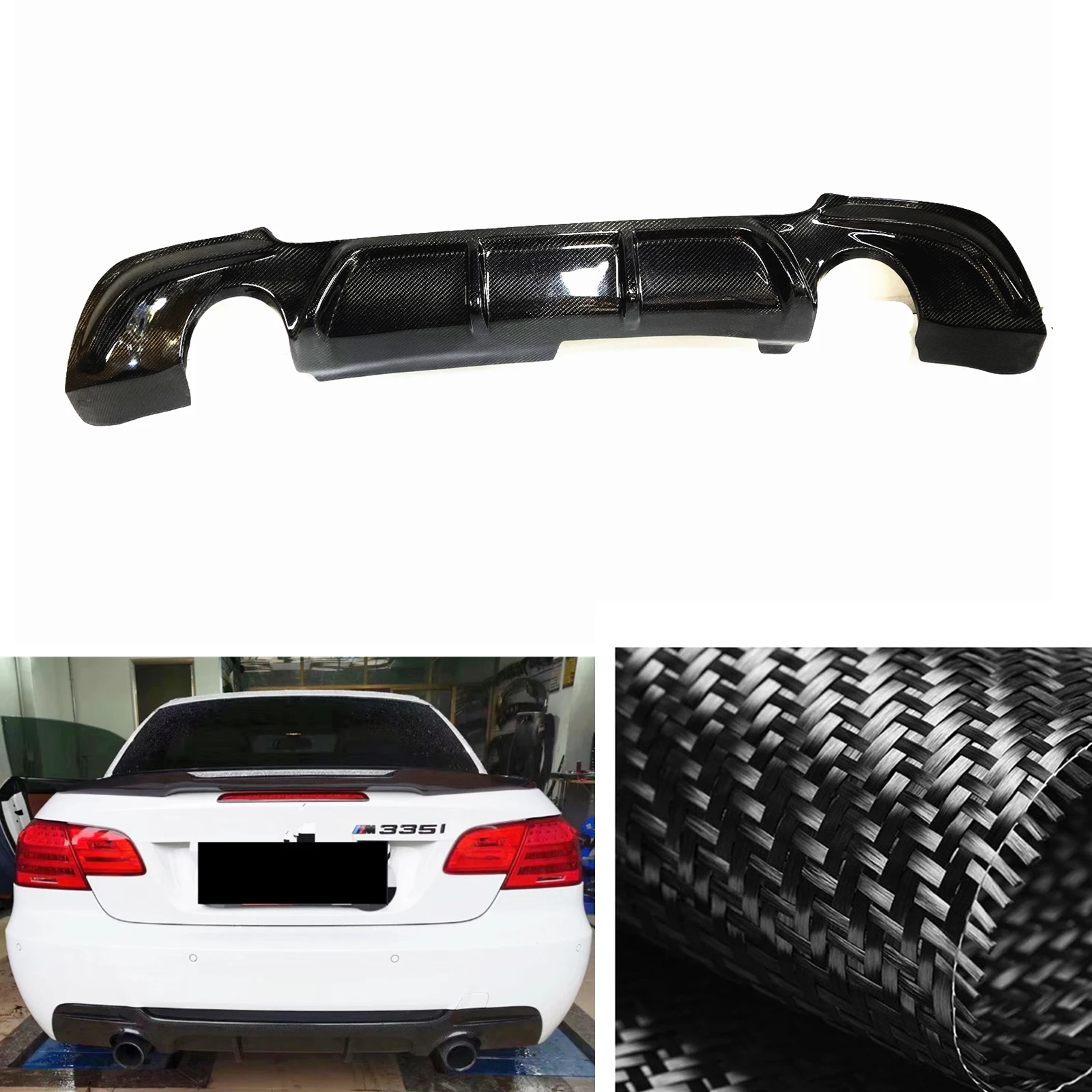 

Rear Bumper Diffuser Lip Real Carbon Fiber Boot Spoiler Plate Splitter Kit For BMW 3 Series E92 E93 2007-2012 M Tech Sport 325I