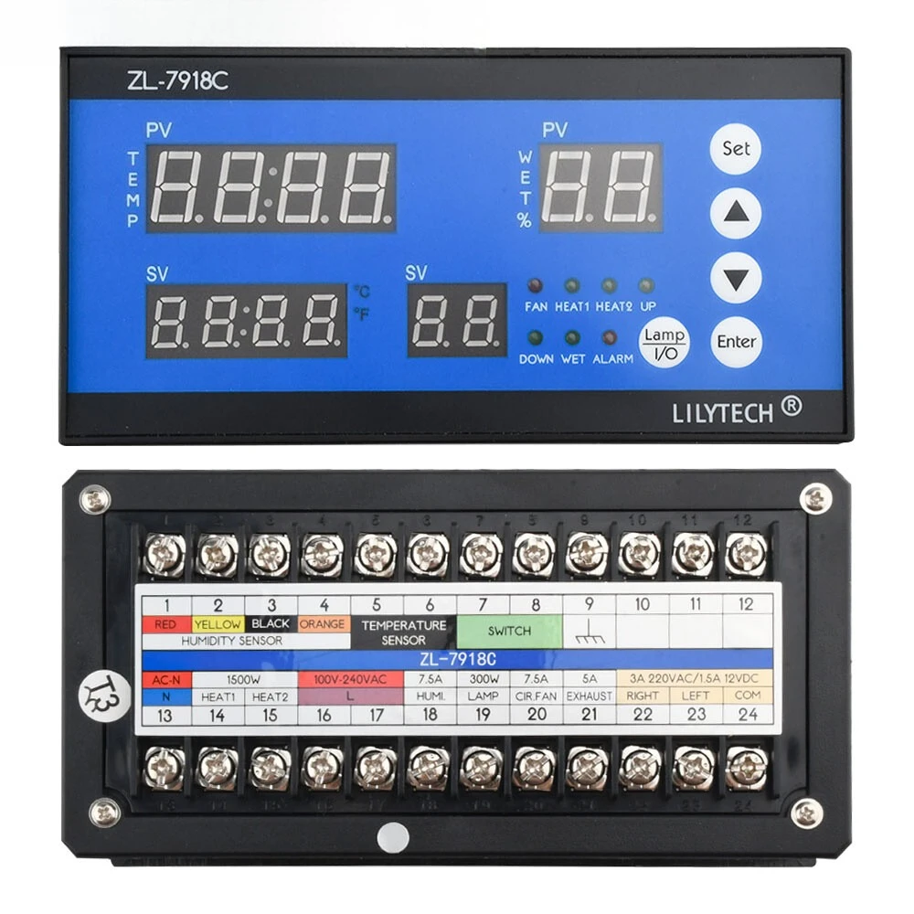 ZL-7918C Цифровой контроллер температуры и влажности Контроллер инкубатора AC100 ~ 240 В ZL-7918C Цифровой контроллер температуры и влажности Контроллер инкубатора AC100 ~ 240 В