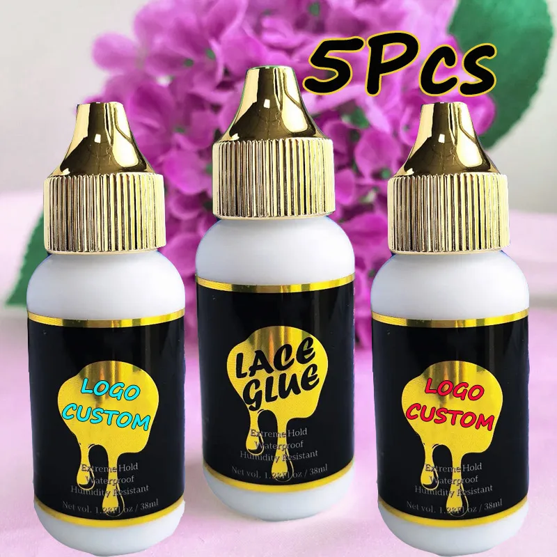 

Сильный клей для парика, клей для кружева, клей для склеивания волос Cola Ultra Hold, 5 шт., индивидуальный логотип, плавящийся клей для кружева, 38 мл, 1,3 унции