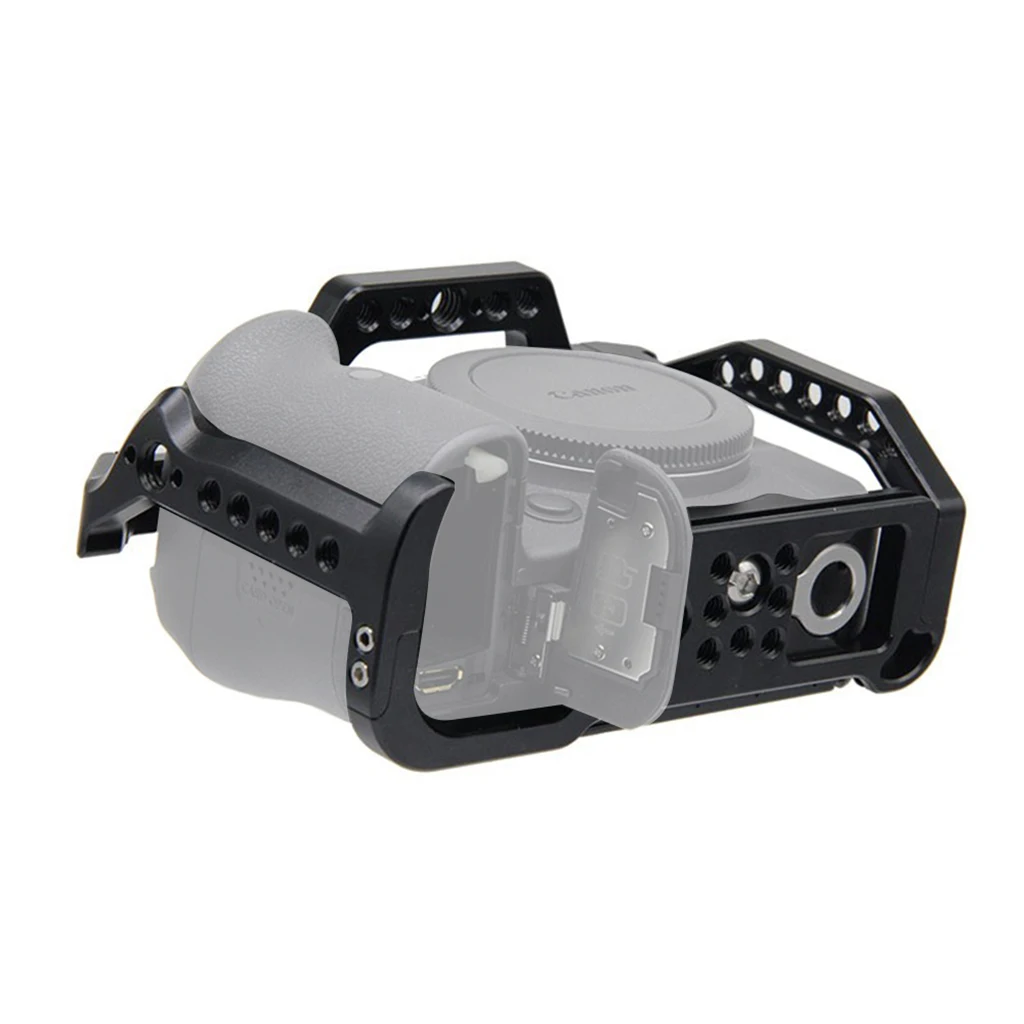 Gabbia per fotocamera in lega di alluminio per Canon EOS R6 R5 R5C telaio protettivo Rig con maniglia per scarpe fredde fori di posizionamento 1/4 3/8 fori per viti