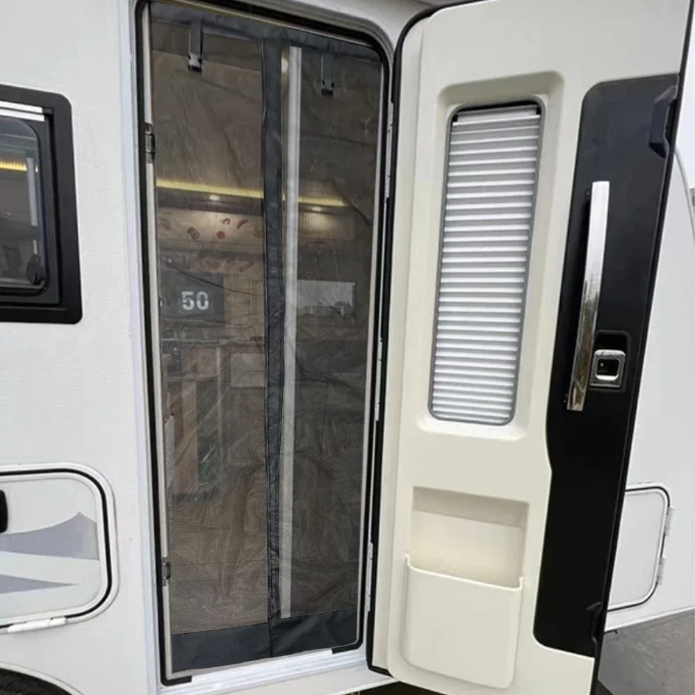 1Pc RV Prevent Mosquito Fly Screen Net Door Curtain RV Campers Mosquito Resistant Door Screen For Trailer Motorhome Door