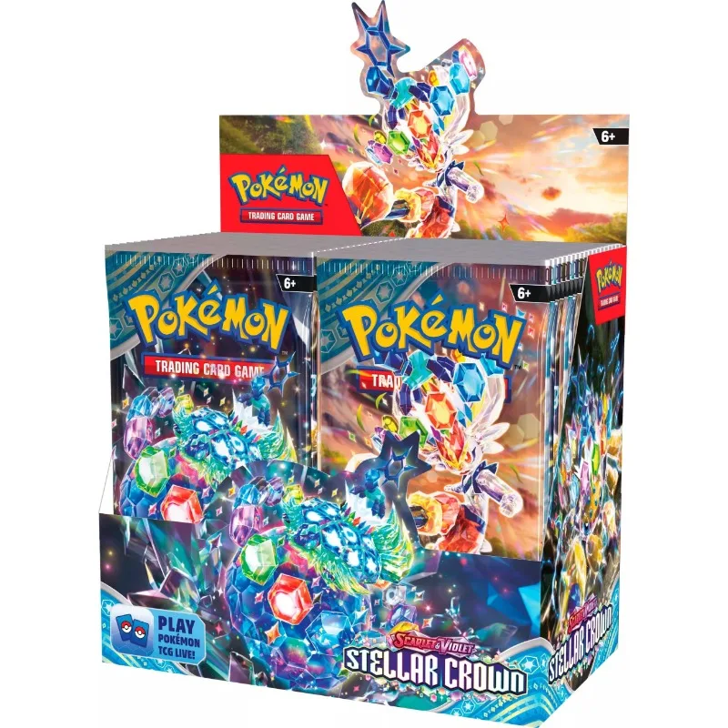 Pokémon PTCG Version Américaine avec Boîte Originale, Carte Anglaise SV7 Sto.org, Paquet Supplémentaire Couronne, ETB, Carte à Collectionner, Cadeau pour Enfant