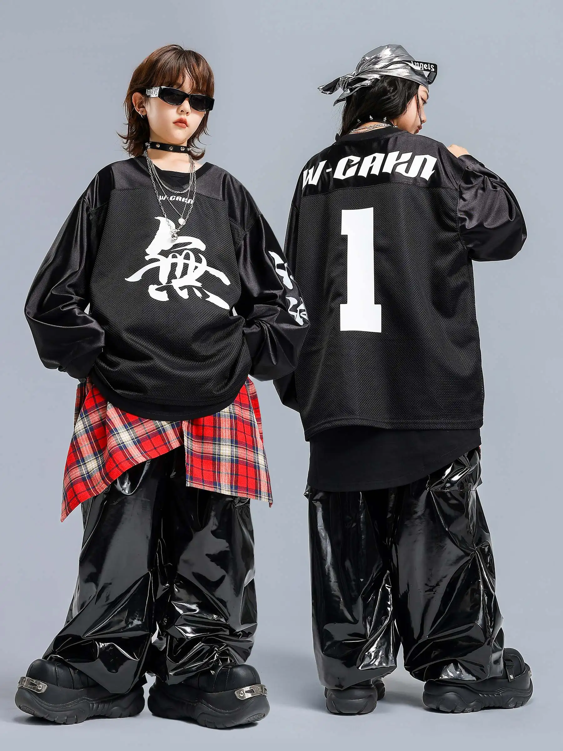 

Черная одежда в стиле хип-хоп, мешковатые топы с длинными рукавами, брюки, детская одежда для уличных танцев, одежда для девочек и мальчиков, одежда для джазовых барабанных шоу BL17429