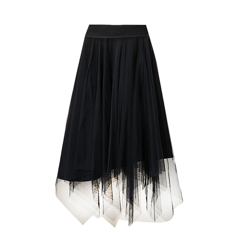 Women's A-Line Skirt Mesh Two-Sided Wear High Waist Slimming Meat Covering Korean Style Commute Daily Occasion Half-length