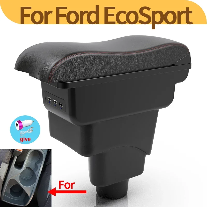

For Ford EcoSport car armrest interior modification USB center console double-layer storage box car accessories