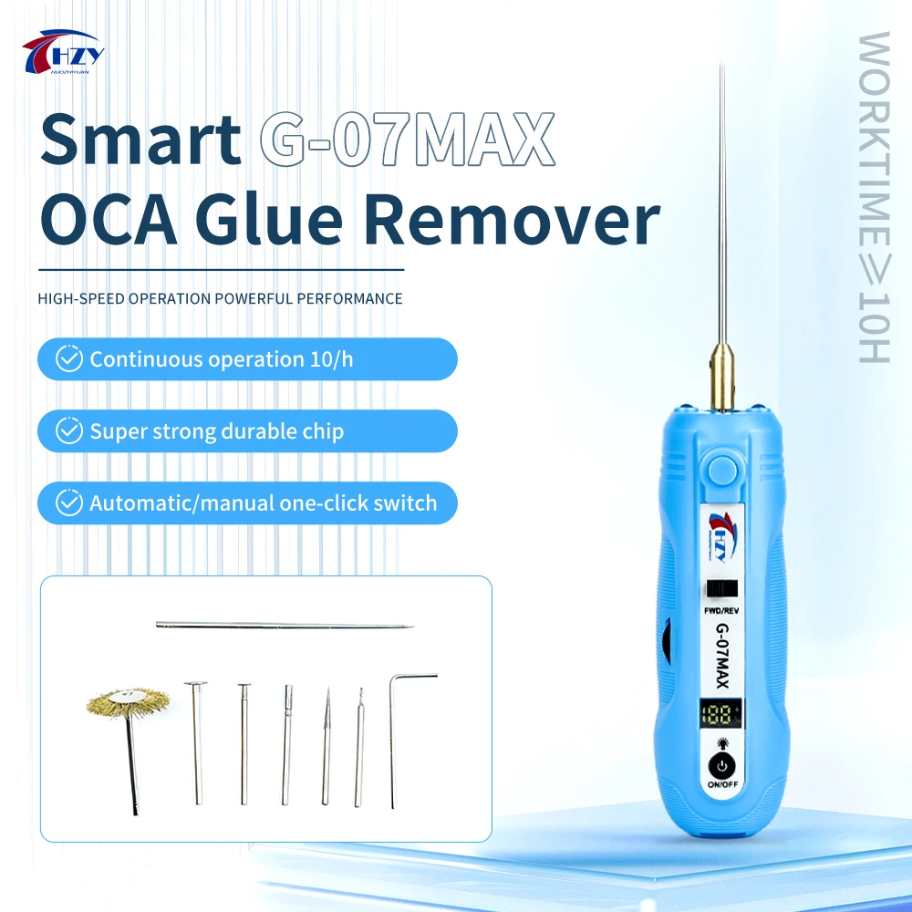 HZY G-07MAX Adhesive Removal Kit OCA Mobile Phone LCD Screen Electric Glue Remove Pen Curved Screen Cutting Corner Repair Tools