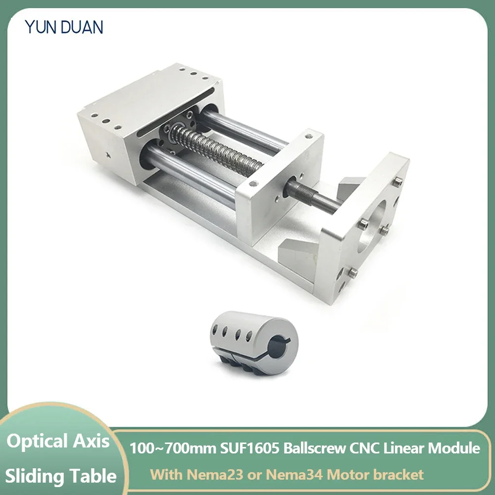 100~700mm Stroke CNC Linear Module SFU 1605 Ball Screw Guide Rail  XYZ Axis  Slide Table for Engraving Machine Router