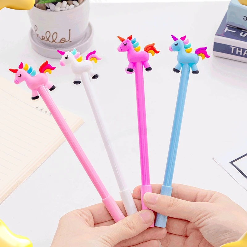 

12 Pcs Cartoon Cute Creative Rainbow Unicorn Neutral Pens 0.5mm Student Gel Pen School Stationery Back To School