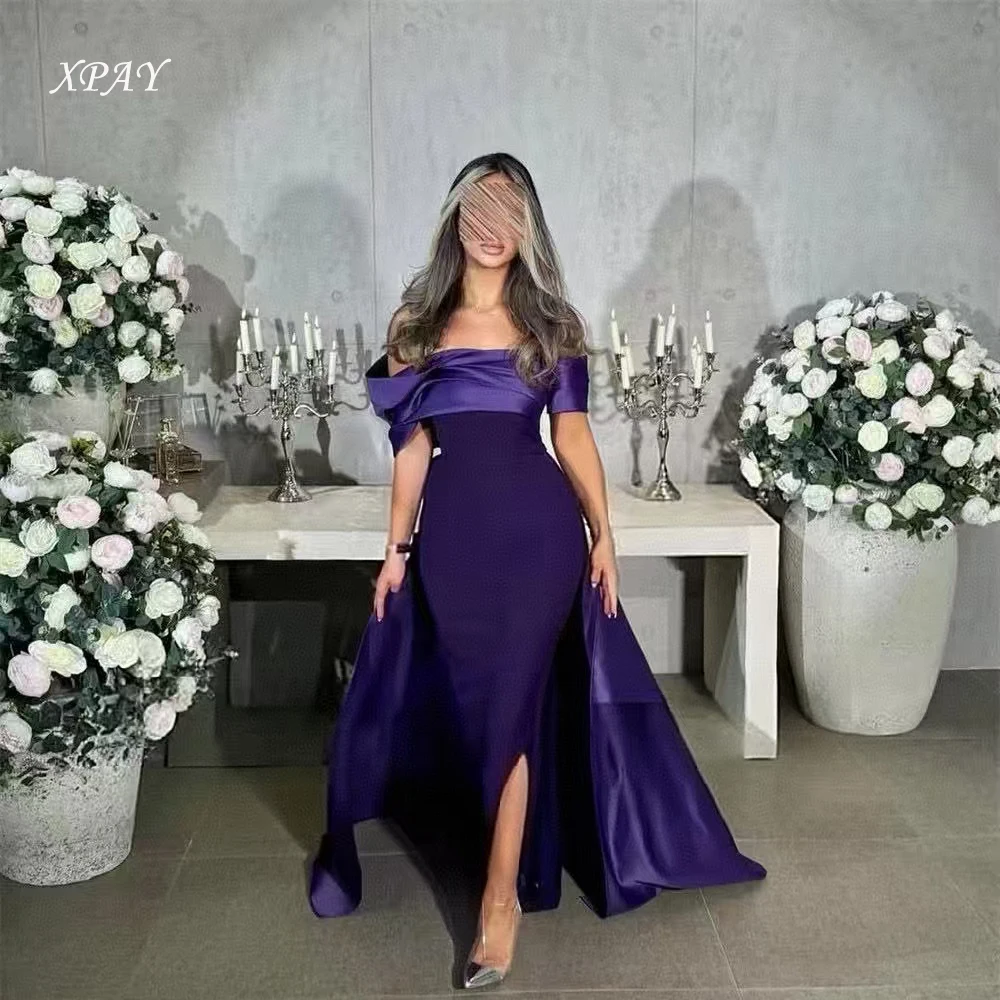 

OLOEY Saudi Arabia Elegant Off Shoulders Cocktail Ball Dresses Floor Length Vintage Satin Party Gowns Formal Long Prom Gowns