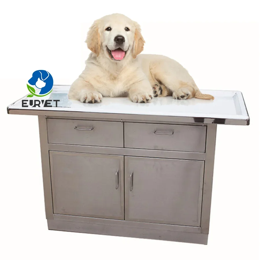 EUR VET On Sale Stainless Steel Pet Exam Table With Drawers Animal Diagnosis Platform Puppy Dog Treatment Disposal Cabinet