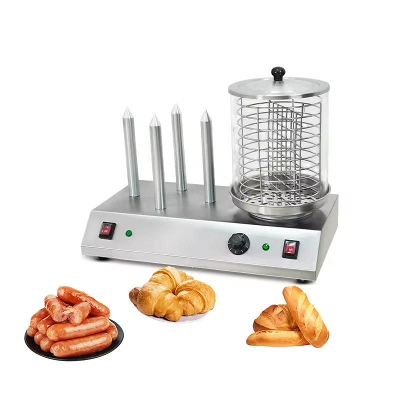Stainless Steel Commercial Hot Dog Roller, Automatic Rotating Dual Temperature Control Fast Cooking