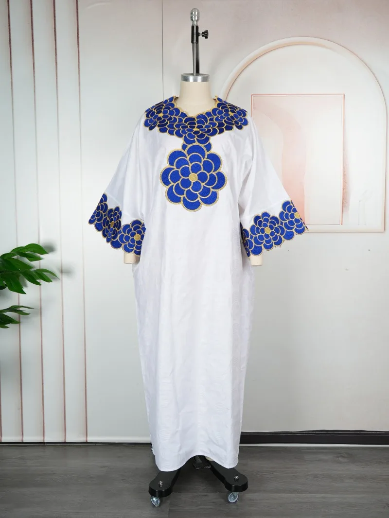 

Vintage African Kaftan Dress for Women Summer Casual Gown Fashion Party Wear Jacquard cloth headscarf robe