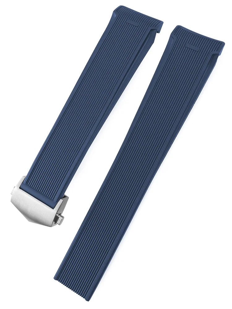 Pulseiras de relógio de material de silicone premium cuidadosamente selecionadas para Heuer Tag Aquaracer pulseira à prova de suor e amigável à pele 22 mm preto azul