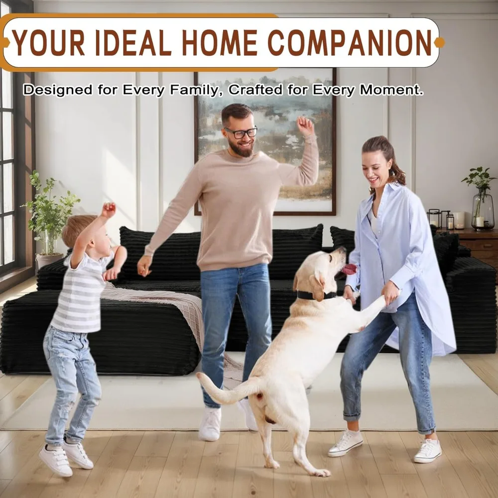 أريكة مقطعية على شكل حرف L لغرفة المعيشة، أريكة مريحة تشبه السحابة مع كرسي #5