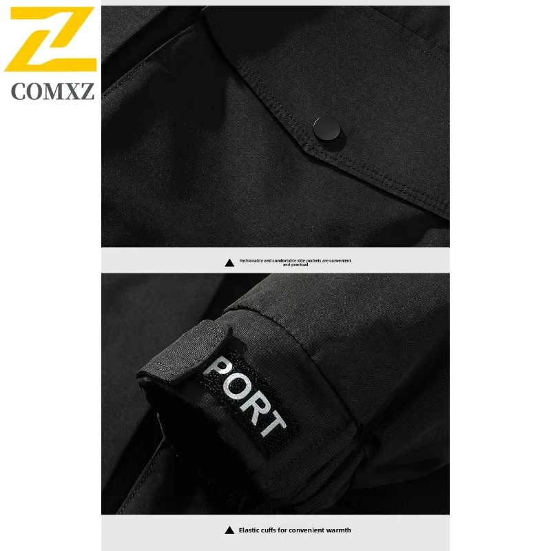 COMXZ Mens Puffer Coat Fur Collar Hooded Outdoor Camping Anti-Cold Parka Casual Street Style Windproof Warm Autumn Winter Coat