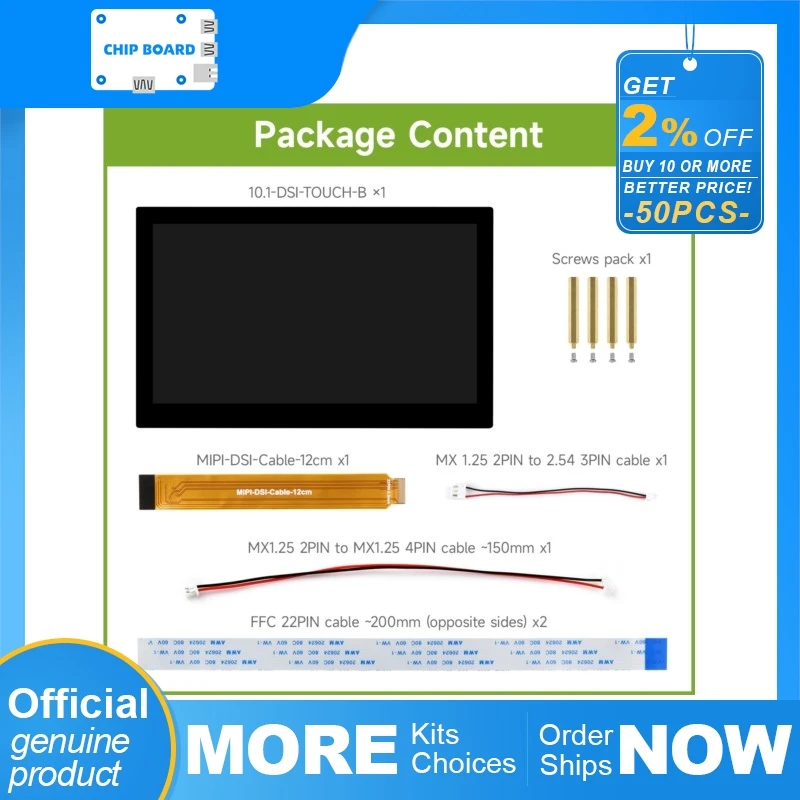 

Raspberry Pi 10,1-дюймовый сенсорный экран DSI: 720x1280 IPS, 10-точечная емкость с прочным закаленным стеклом