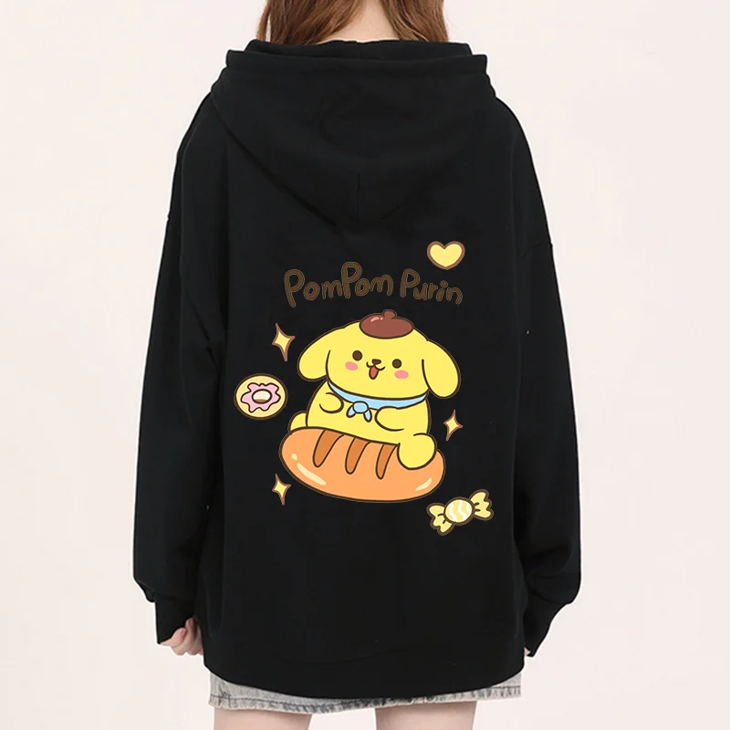 

Толстовка Sanrio Purin для мужчин и женщин, Повседневная Уличная одежда в стиле хип-хоп, свитшот с длинным рукавом для мальчиков и девочек, Осенние Топы, пальто Sanrio Keroppi