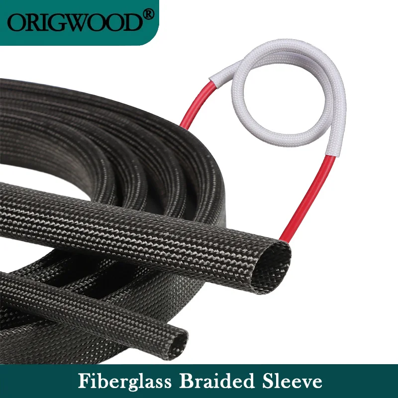 White/Black Dia 1/1.5~50 mm 600Deg.C Fiberglass Tube Chemical Fiber Glass Wire Cable Sleeve Alkali Free Fiber Braided Insulation