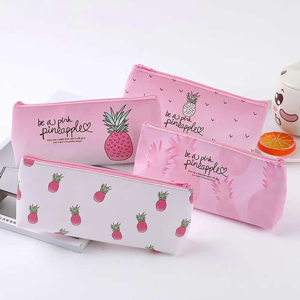 Cute Creative Student Stationery School Supplies Waterproof Kids Gifts Pen Bag Pu Pencil Case Pineapple Pencil Bag Storage Bag