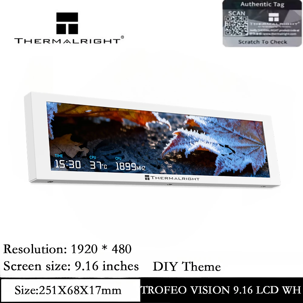

Thermalright TROFEO VISION LCD WHITE 9.16 Inches IPS Full-Color LCD Screen, Pc Accessories, DIY Theme/1920*480 Resolution